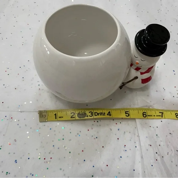 Vintage Y2K Telaflora Snowman Hugging a Snowball Planter, Candle Holder, Vase - Picture 8 of 11